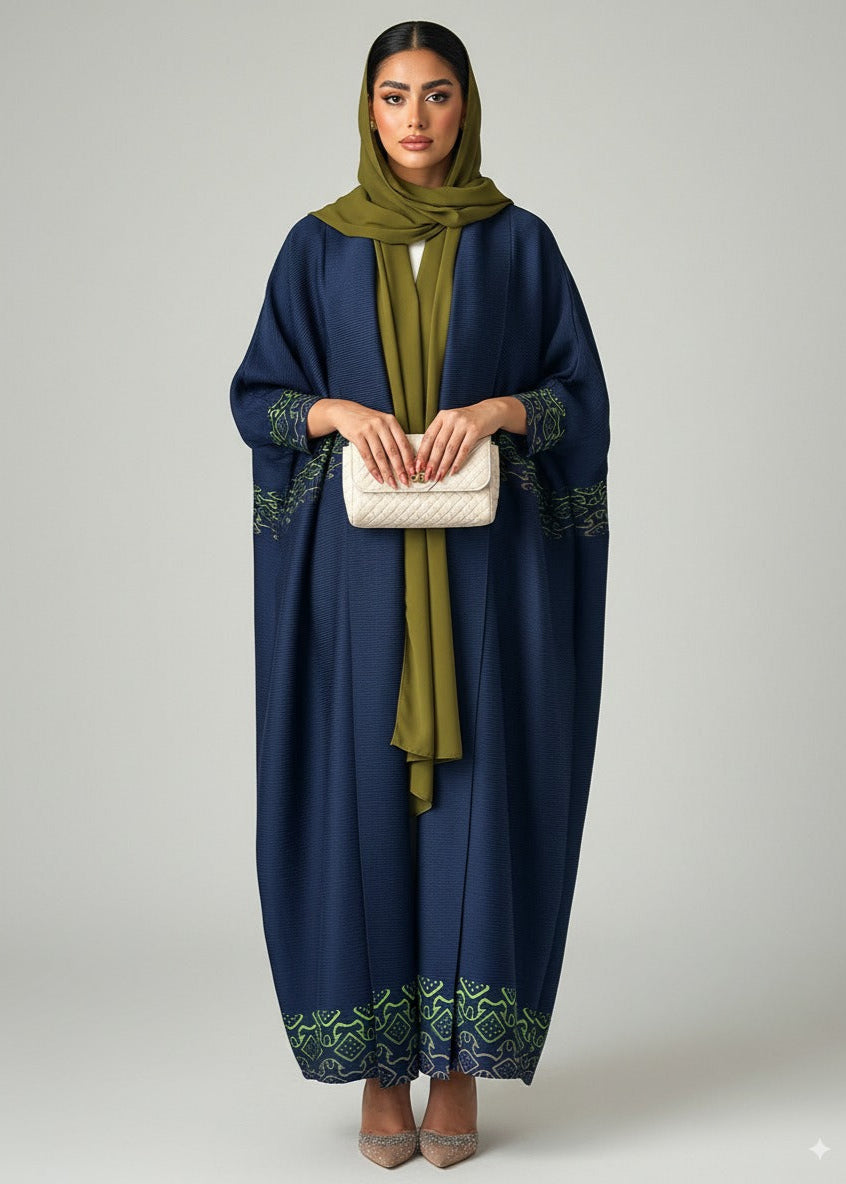 عباية ملوّنة | كحلي مُصمَّم