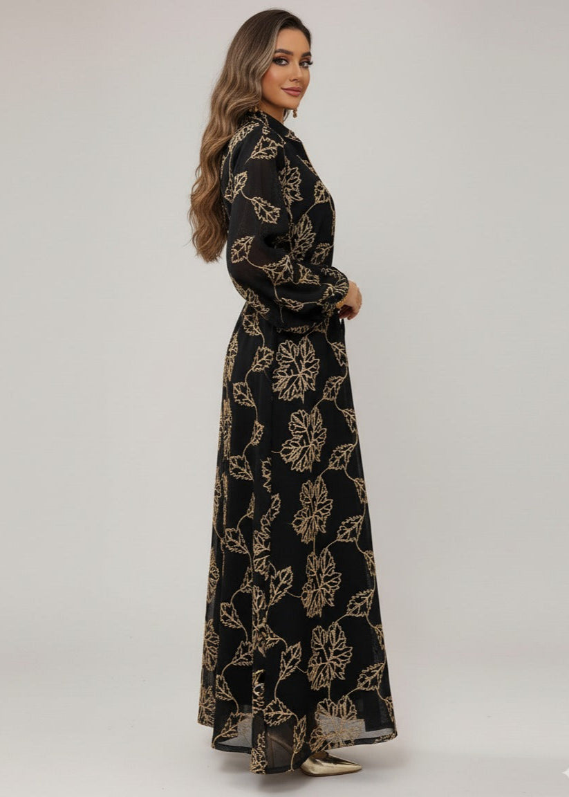 عباية ملوّنة | أسود ذهبي