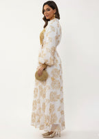 عباية ملوّنة | أبيض ذهبي