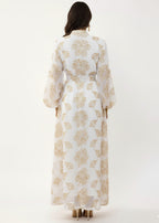 عباية ملوّنة | أبيض ذهبي