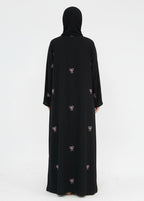 عباية سادة | أسود بشريط زهري