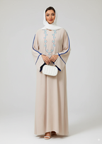 عباية مغلقة | مشمشي بخطوط زرقاء