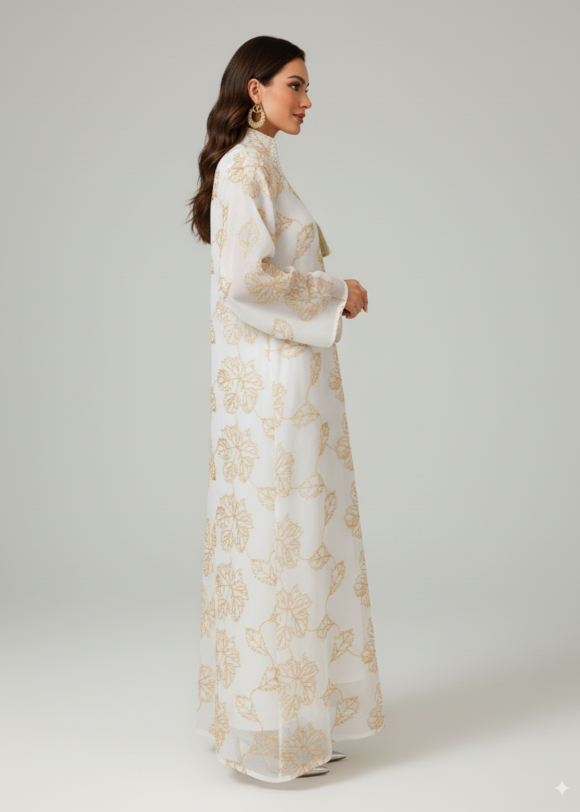 عباية مغلقة | ذهبي بأوراق