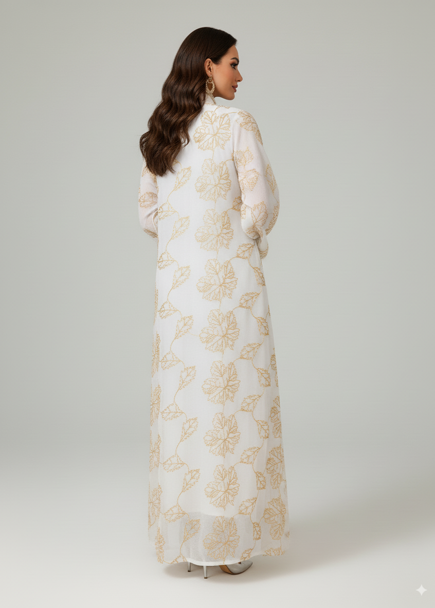 عباية مغلقة | ذهبي بأوراق