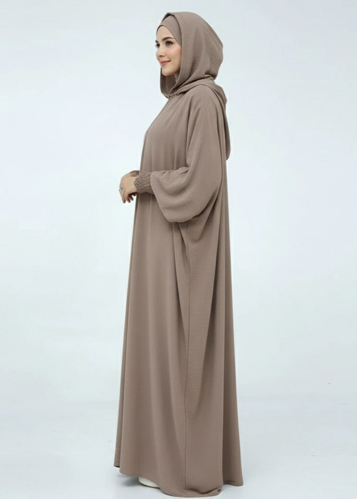 عباية بقبعة | بيج داكن