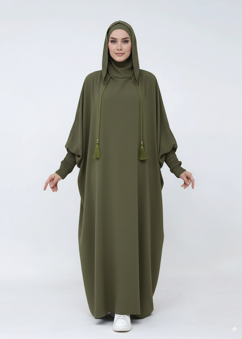 عباية بقبعة | زيتوني