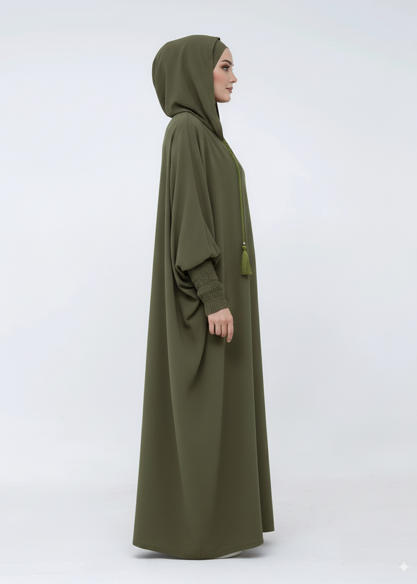 عباية بقبعة | زيتوني