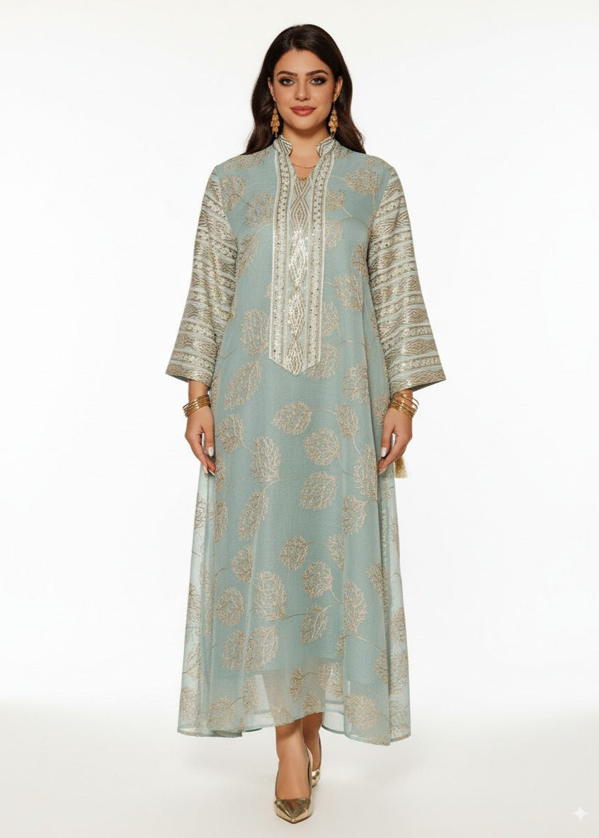 عباية مغلقة | أخضر مُطرَّز