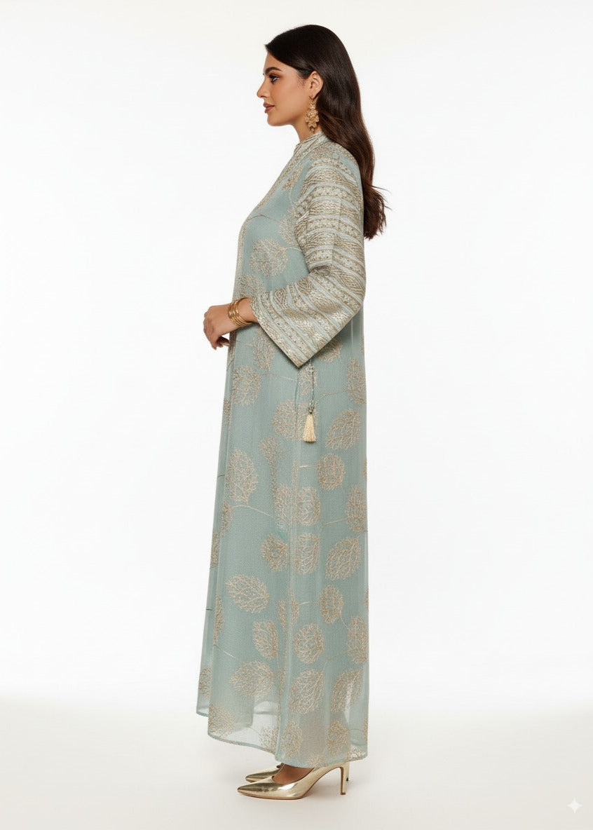 عباية مغلقة | أخضر مُطرَّز