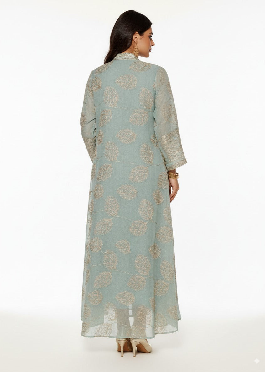 عباية مغلقة | أخضر مُطرَّز