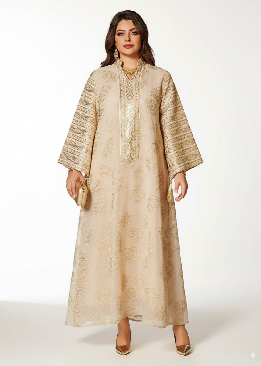 عباية مغلقة | مشمشي مُطرَّز