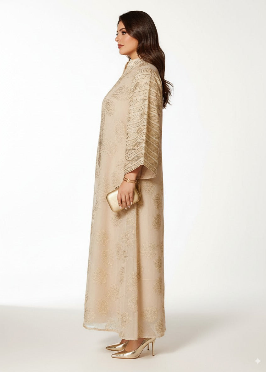 عباية مغلقة | مشمشي مُطرَّز